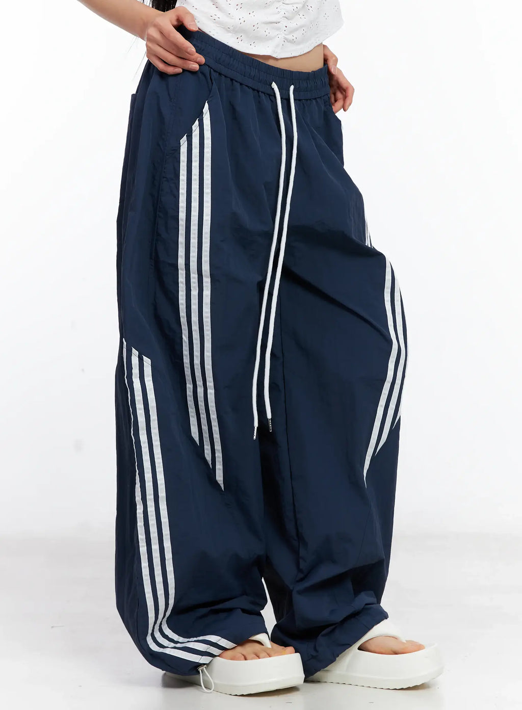 Wide-Leg Drawstring Track Pants CL529
