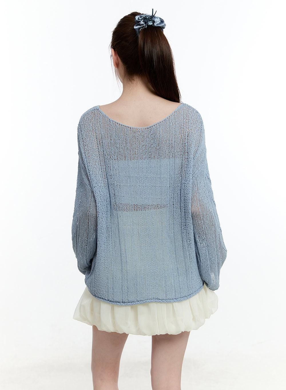 Cable Knit Sheer Loose-Fit Sweater CM521