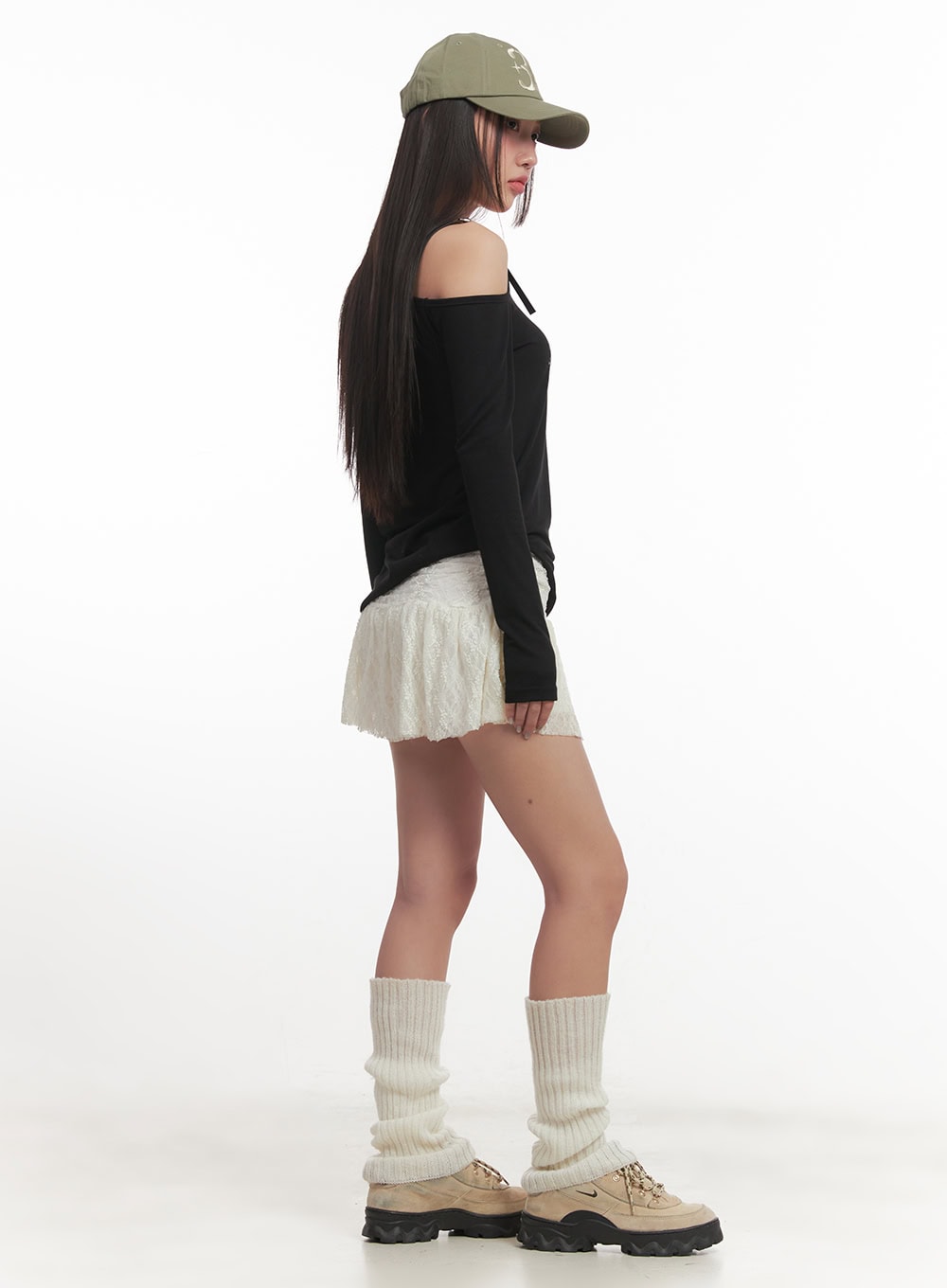 Frill-Trim Lace Skirt CF524