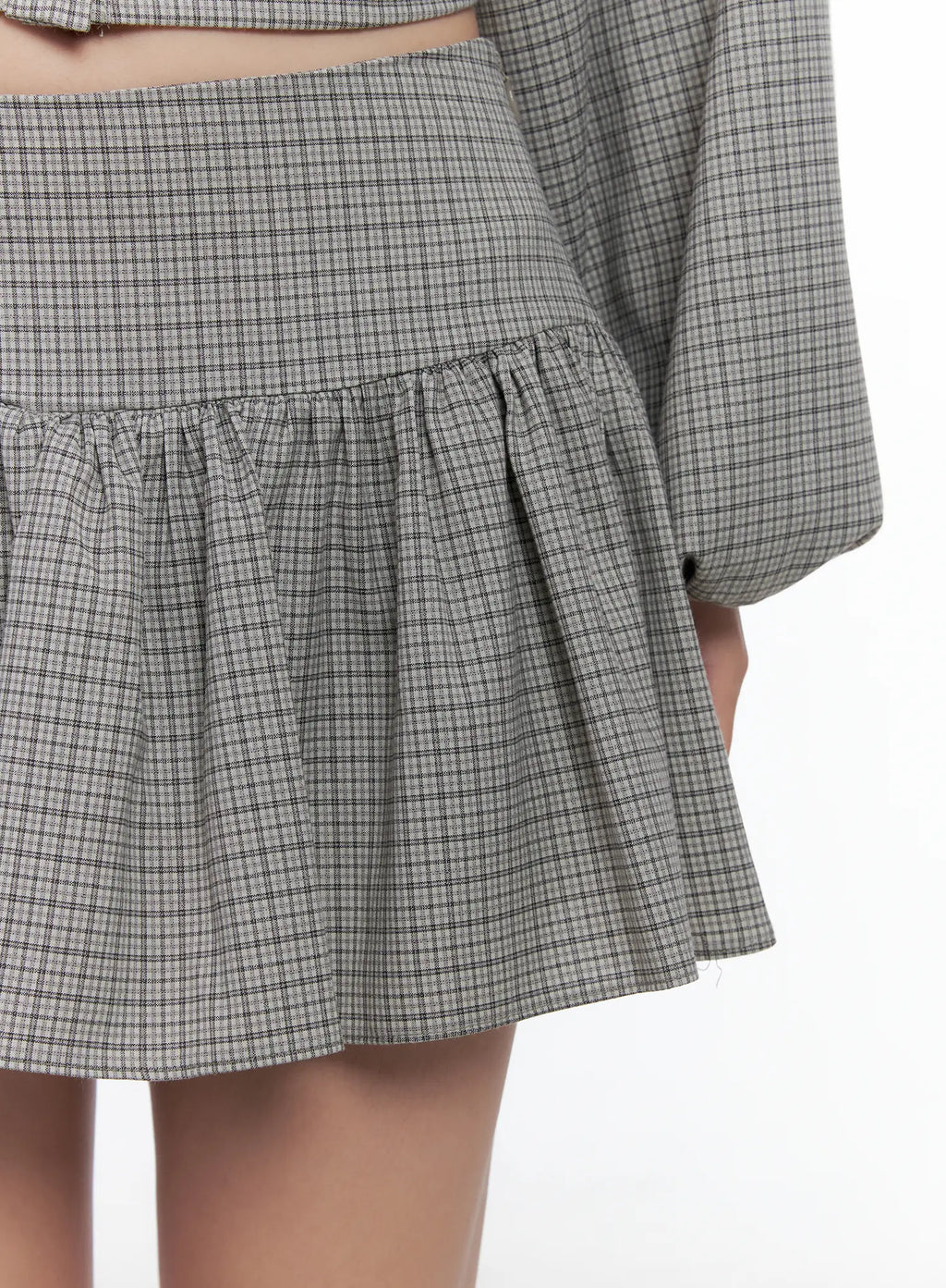 Gingham Flounce Mini Skirt CS503