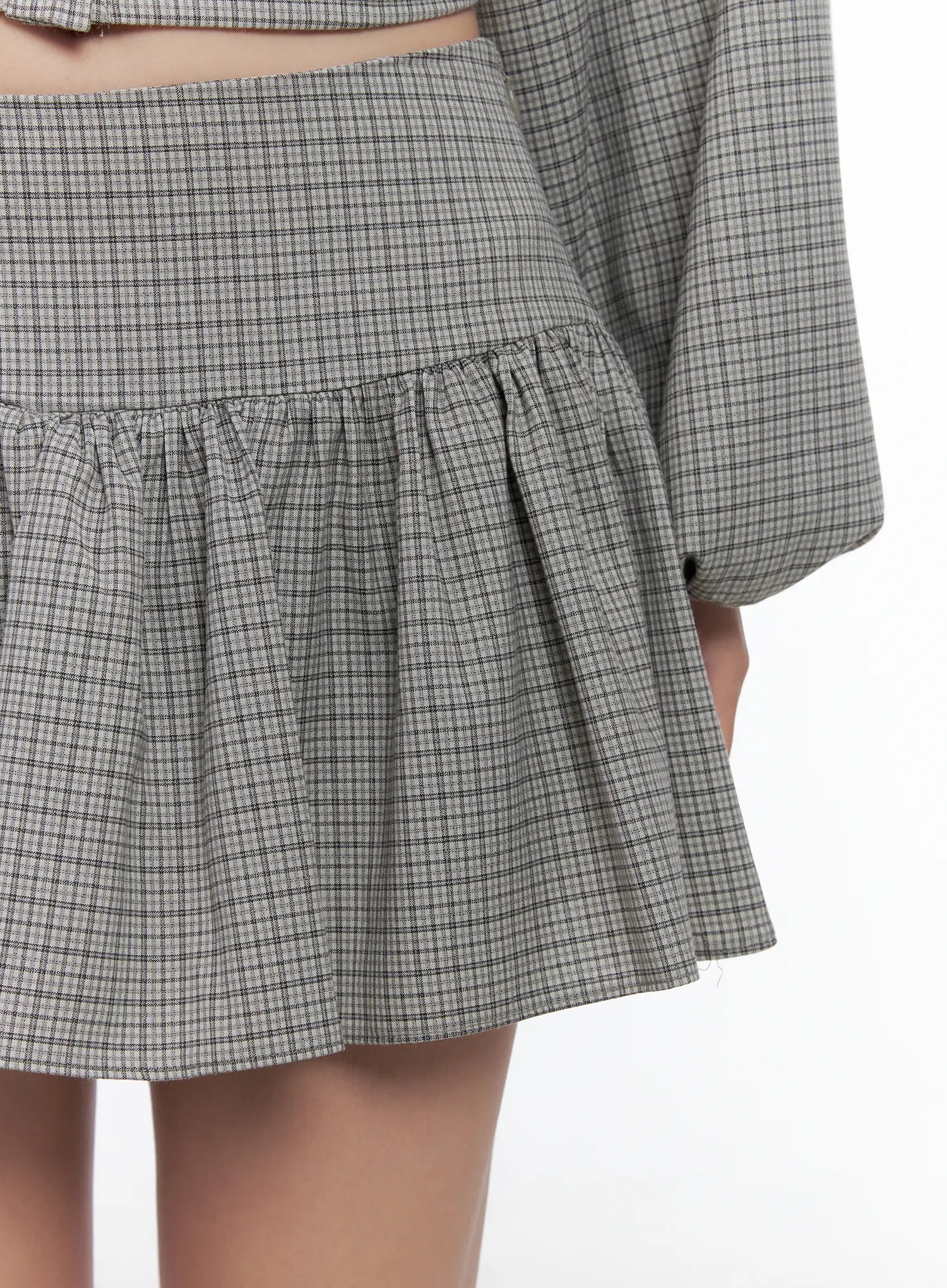 Gingham Flounce Mini Skirt CS503