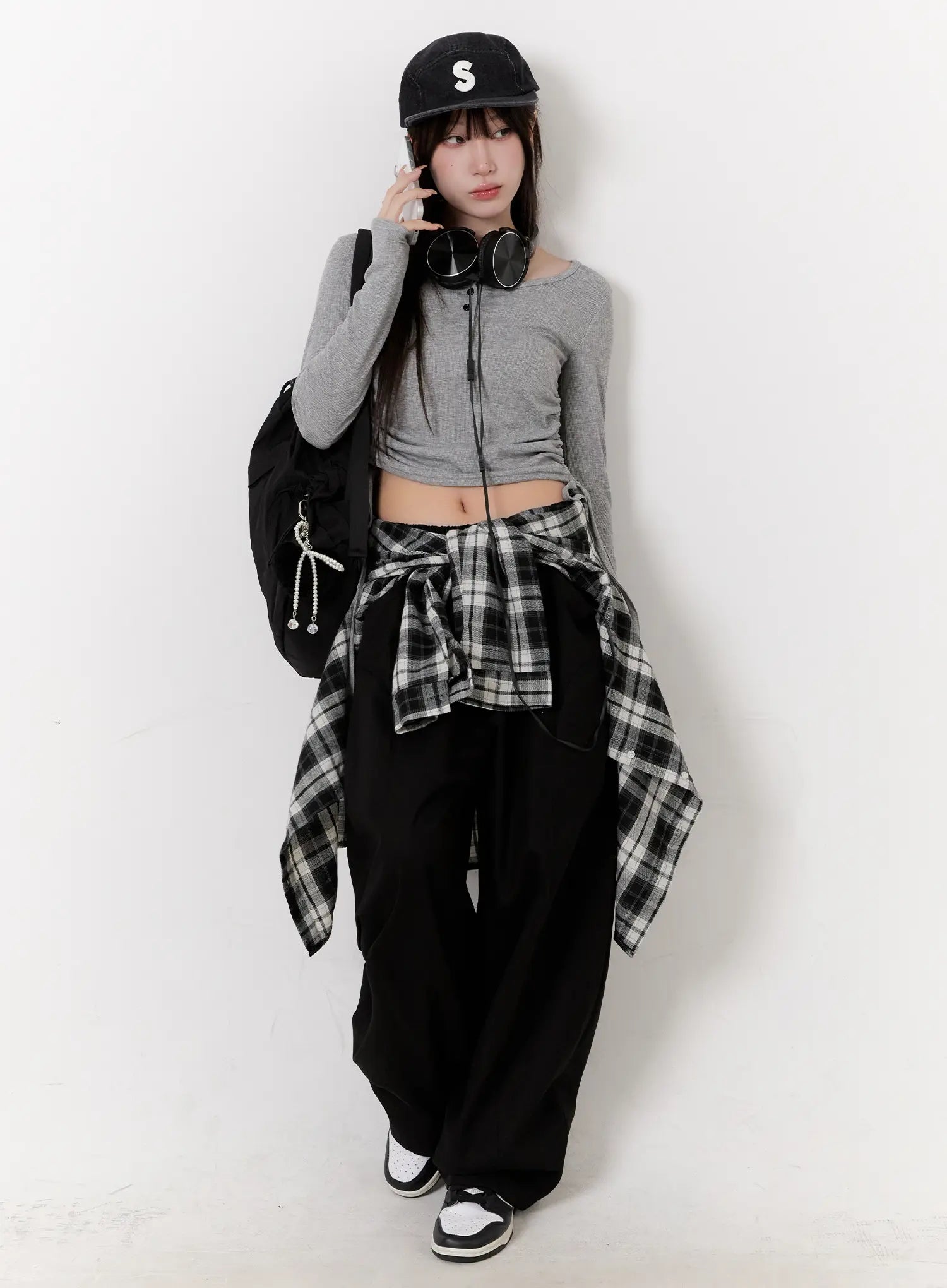 Shirred Long Sleeve Crop Top CO501