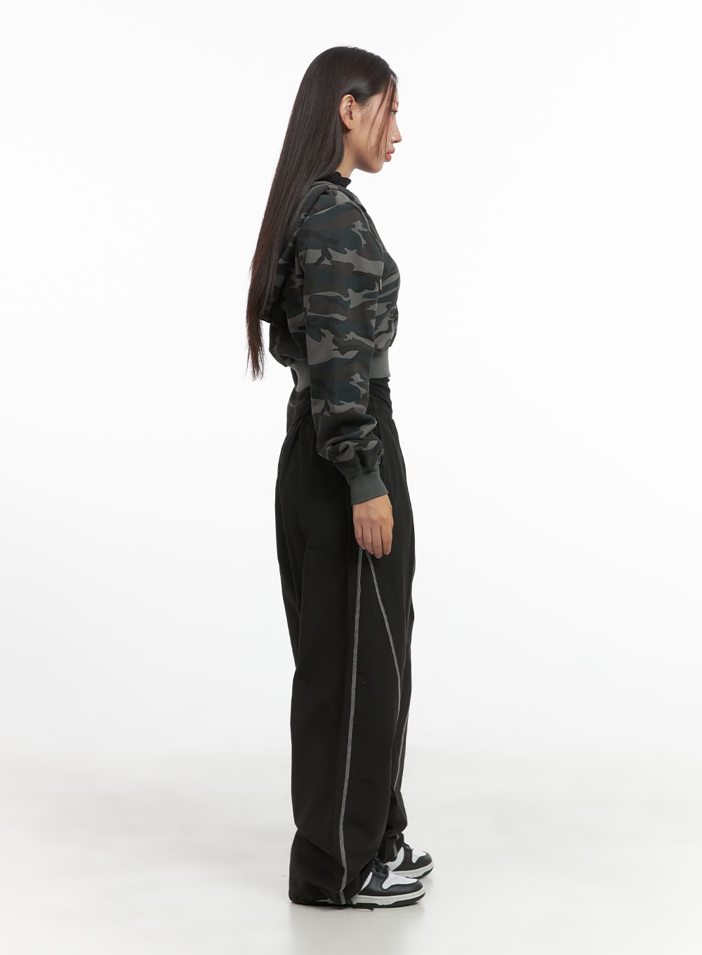 Camo Cropped Hoodie Zip-up CO402