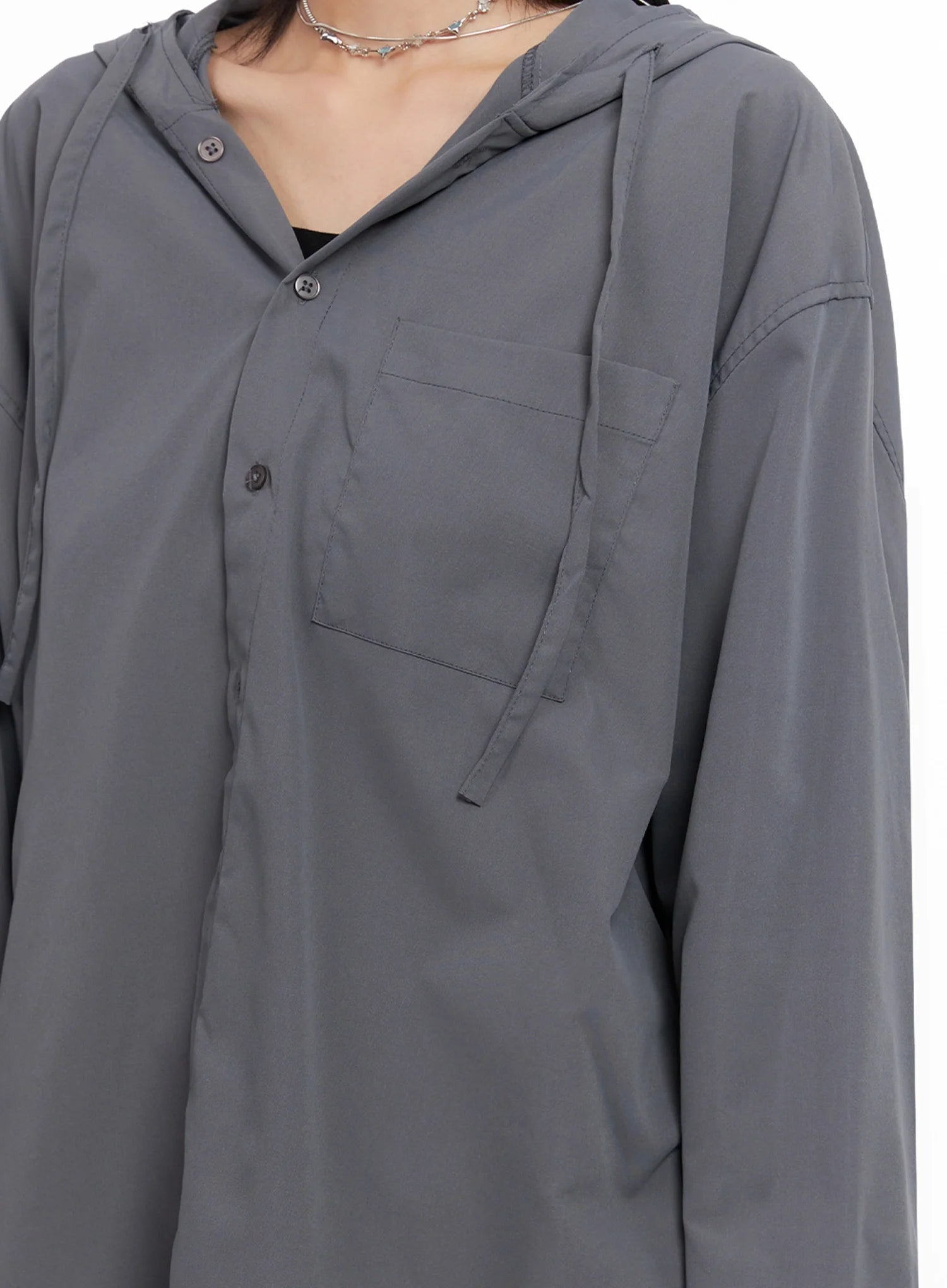 Oversized Button Up Hoodie Jacket IS508