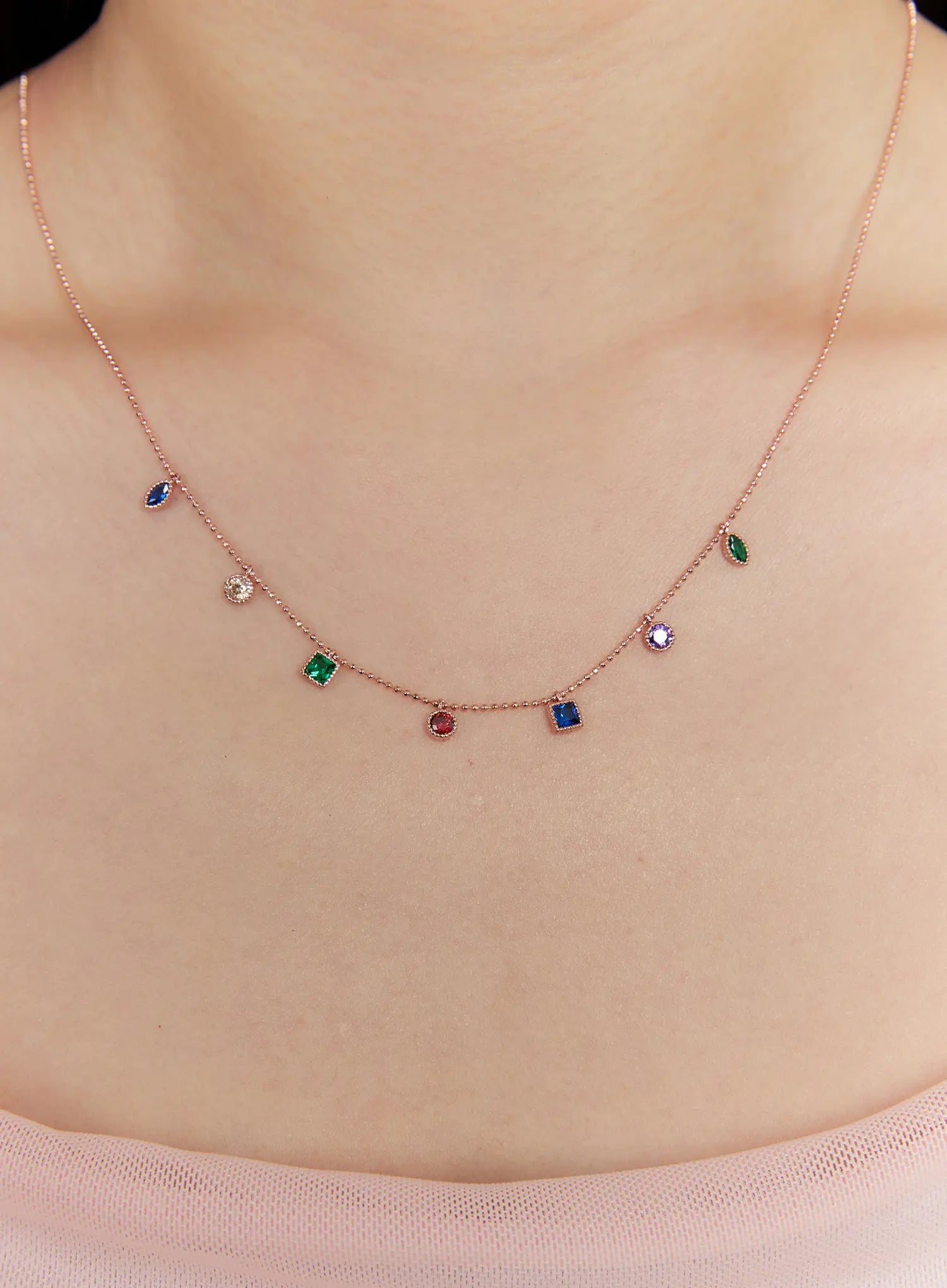 Rainbow Cubic Necklace IS517
