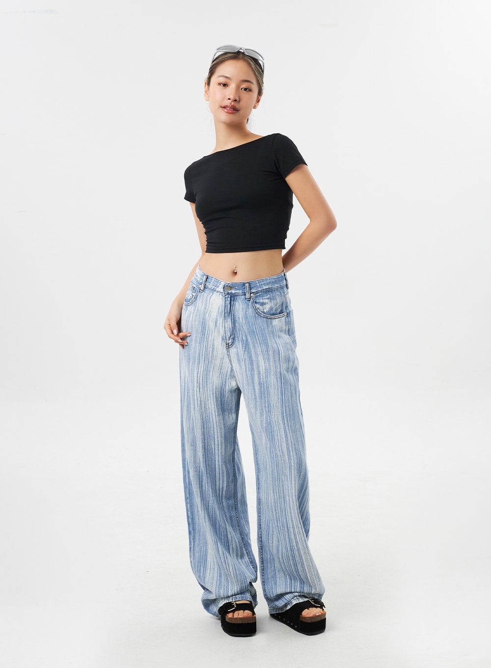 Stripe Baggy Jeans CU302