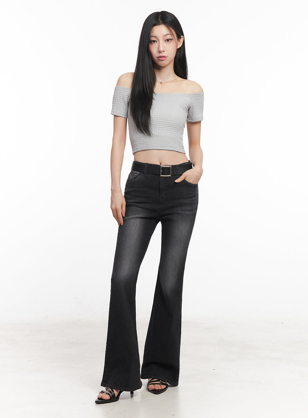 Off-Shoulder Boat-Neck Crop Top IY516