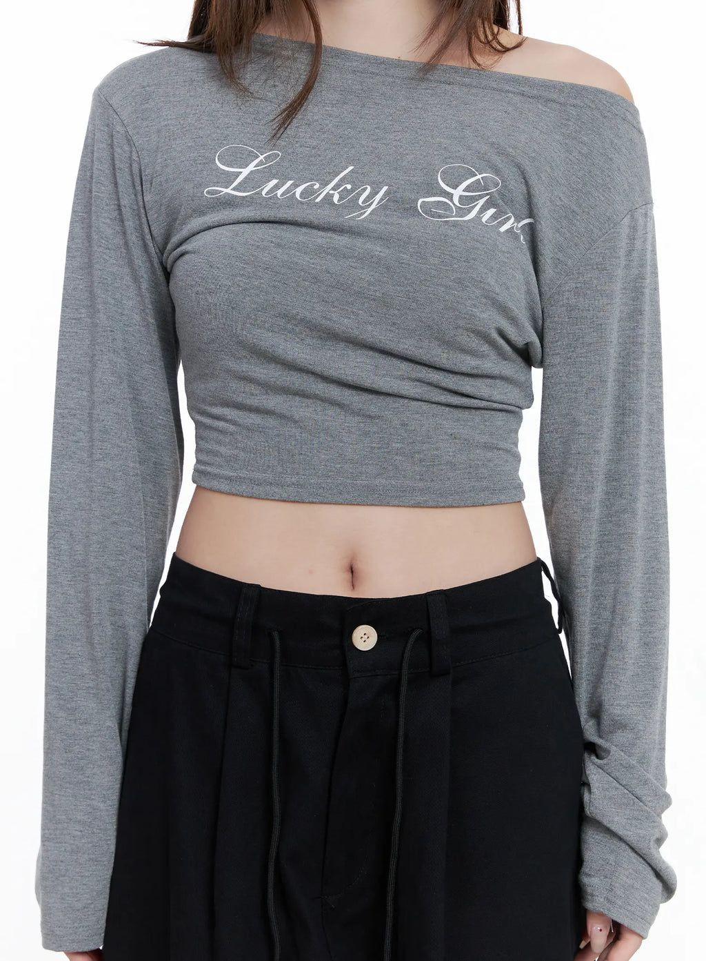Lucky Girl One-Shoulder Long Sleeve Top CG529