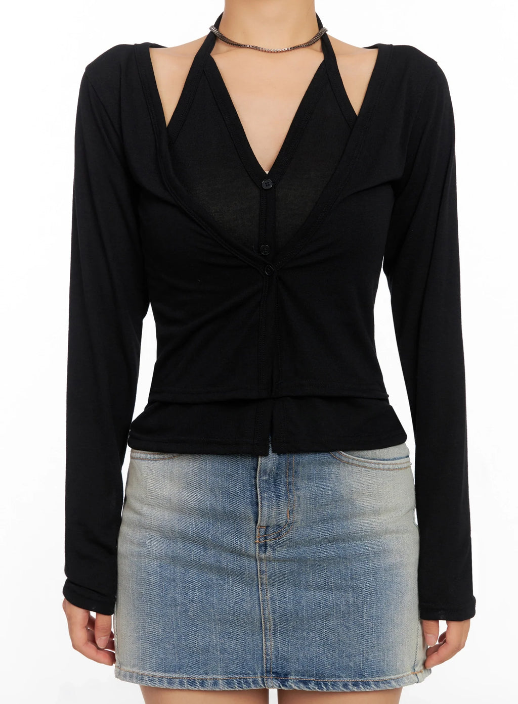 Layered Halter Cardigan IG527