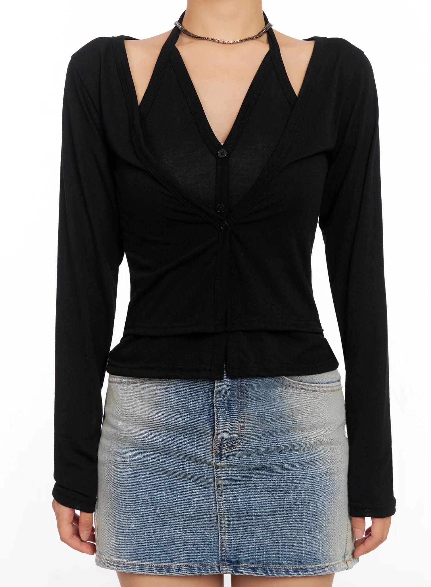 Layered Halter Cardigan IG527