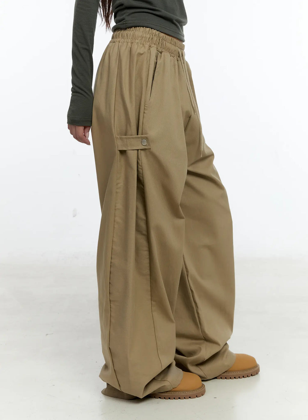Side Button Wide Leg Pants CS517