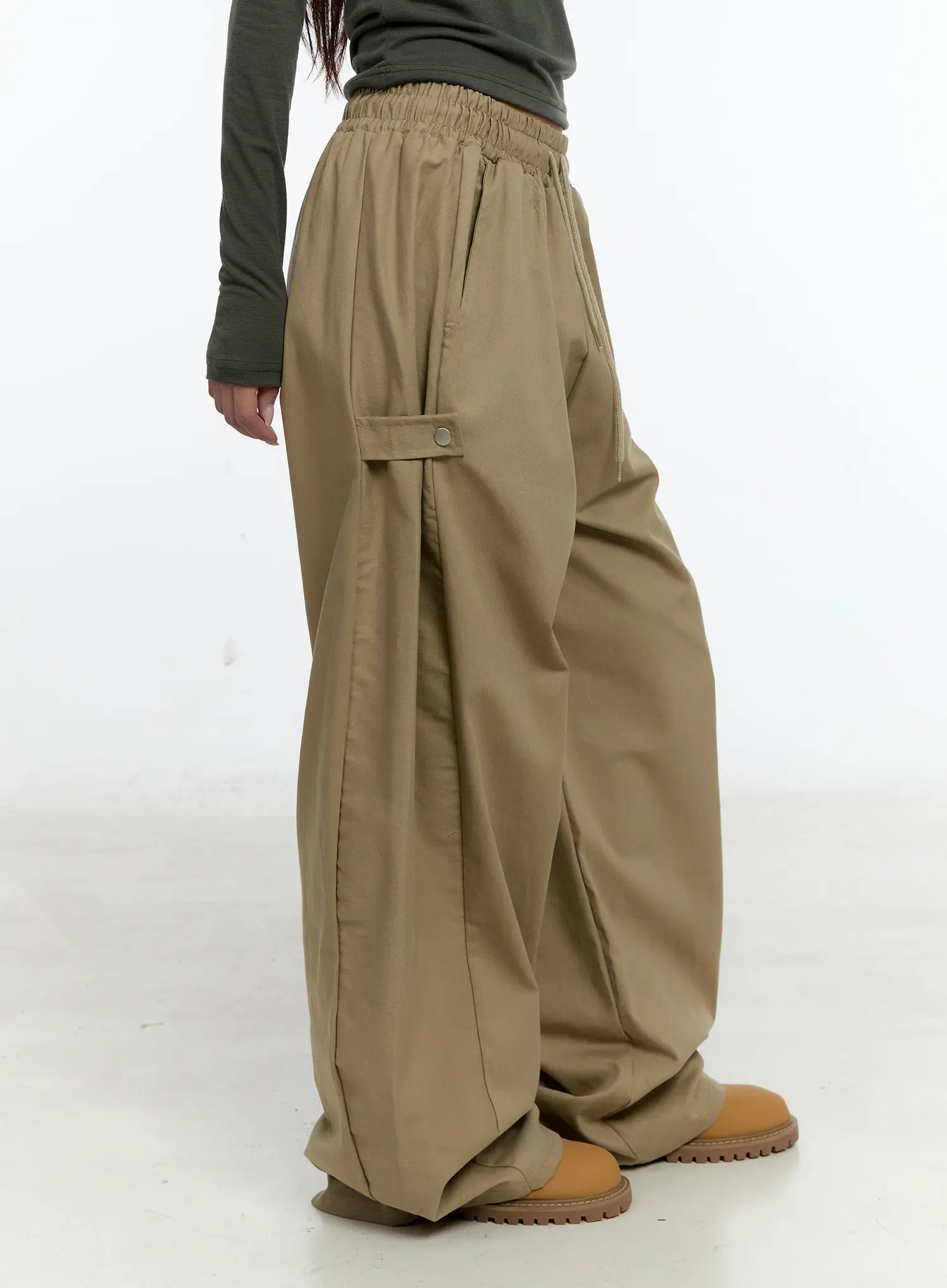 Side Button Wide Leg Pants CS517
