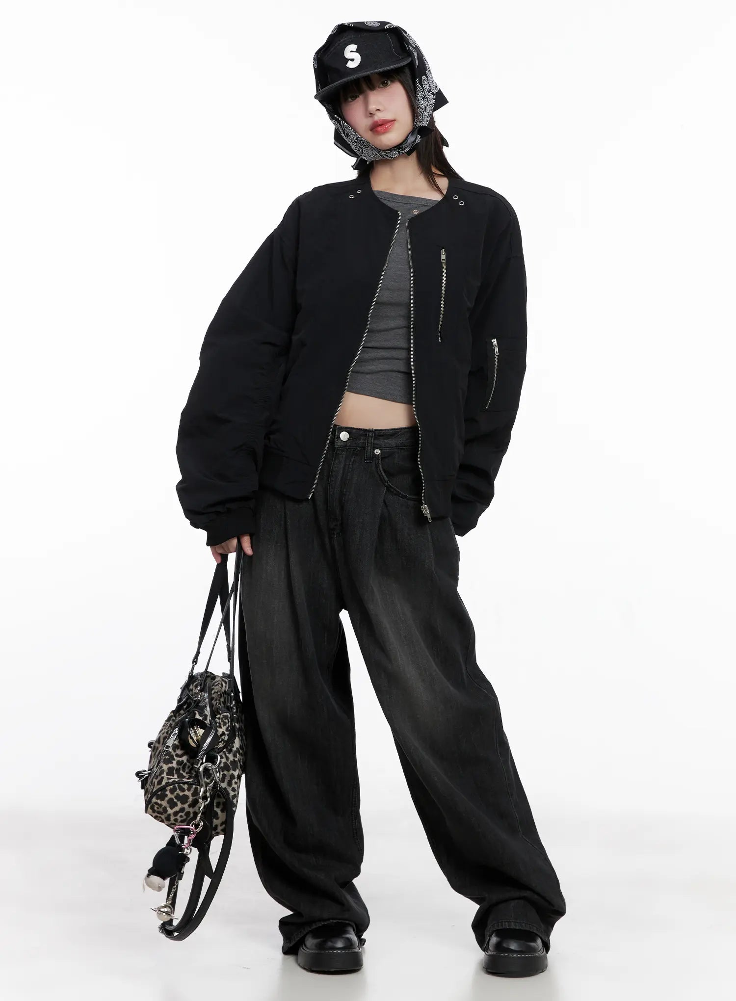 Shirred Oversized Bomber Jacket CG519