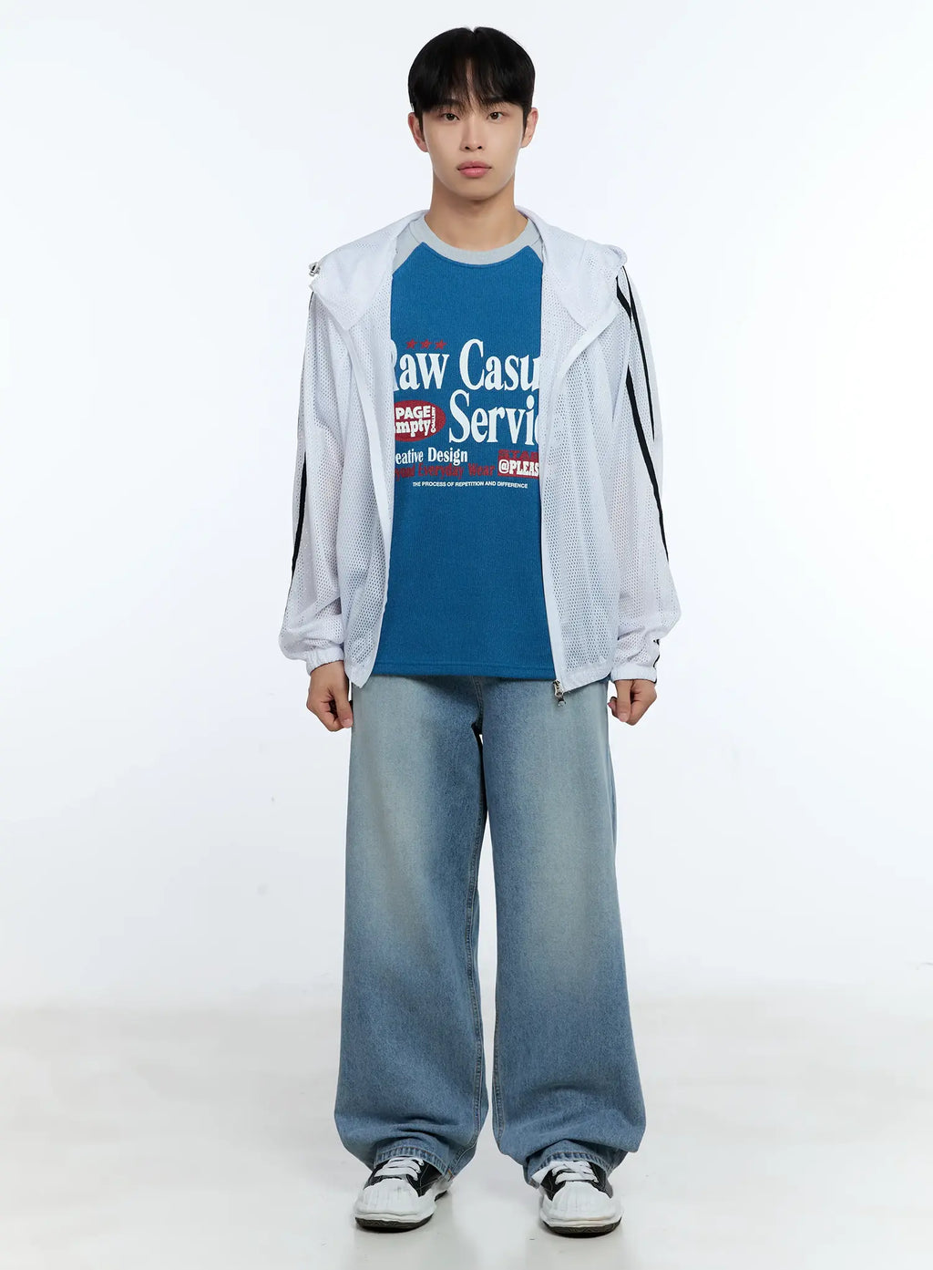 Men's Casual Wide Leg Washed Jeans IG519