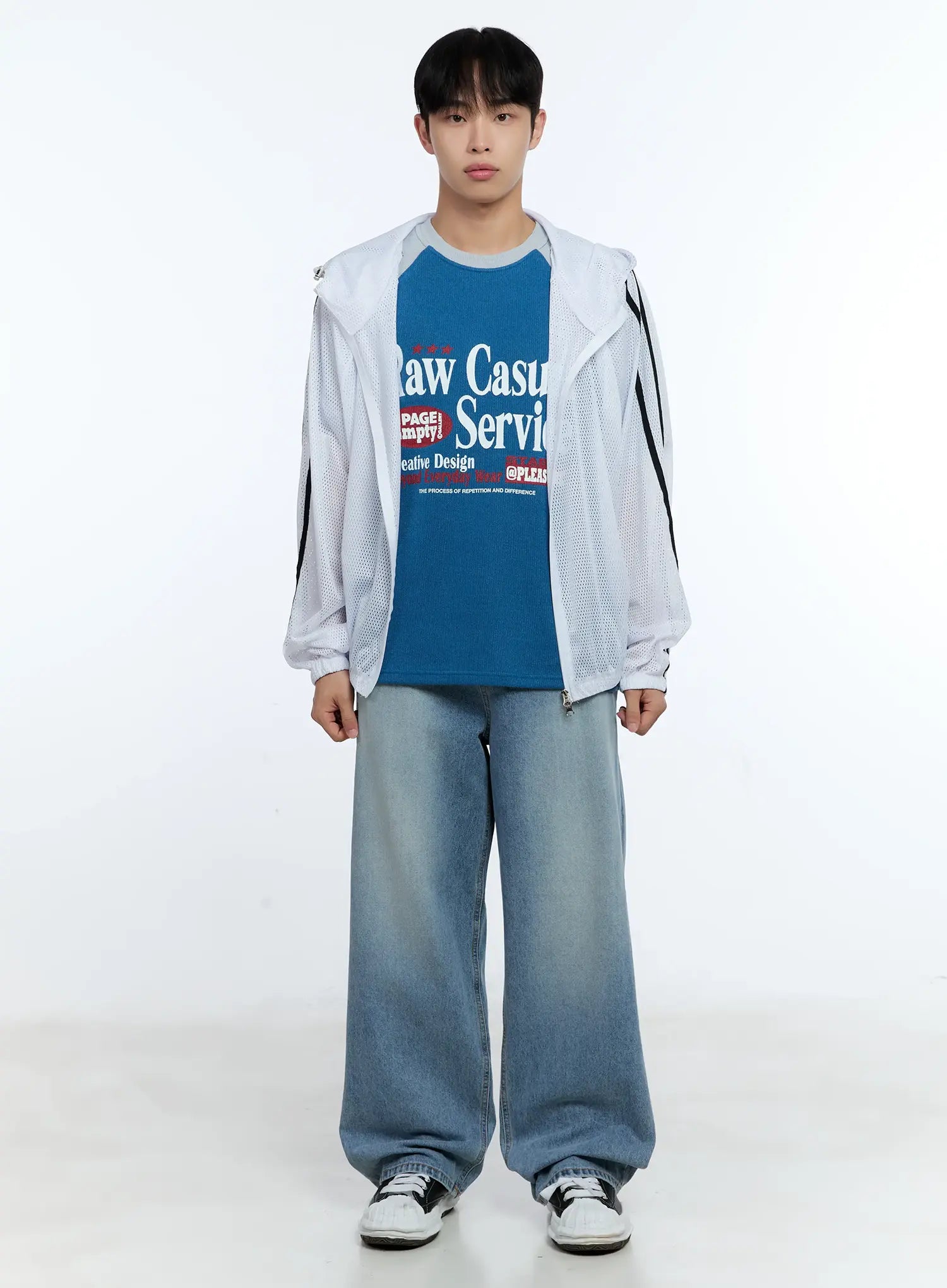 Men's Casual Wide Leg Washed Jeans IG519