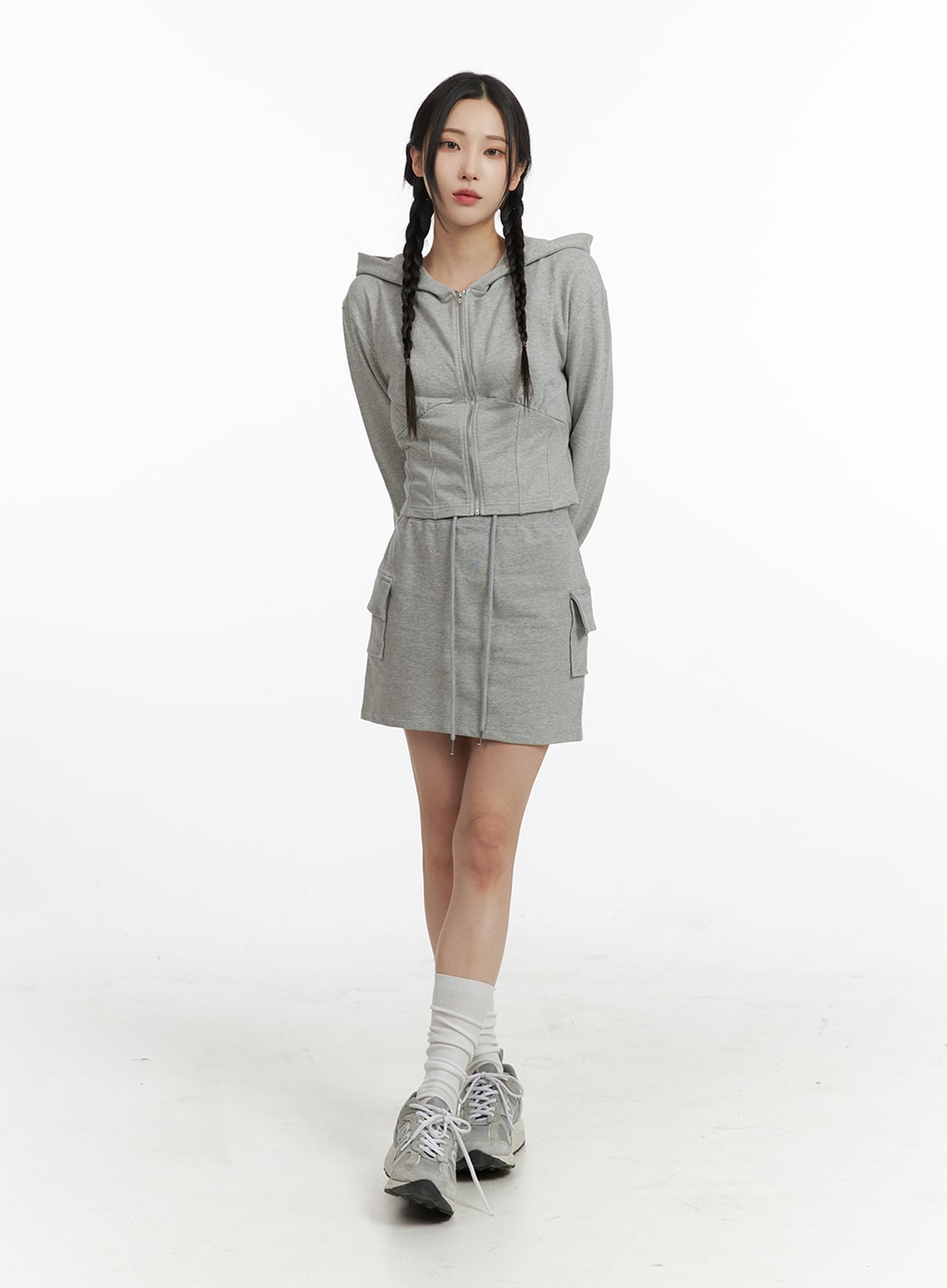 Crop Zip Up Sweat Hoodie CF415