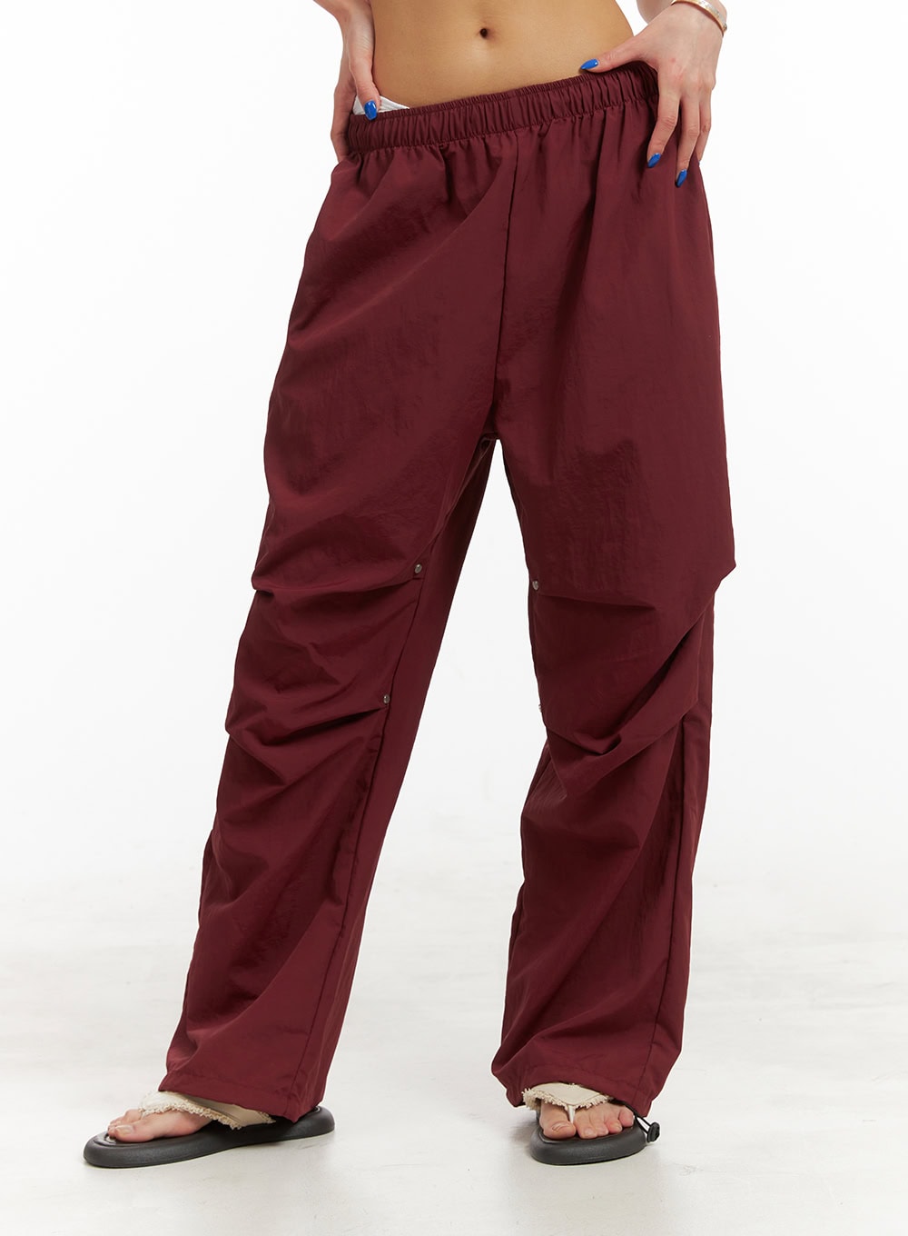 Pintuck Nylon Wide Leg Pants OY408
