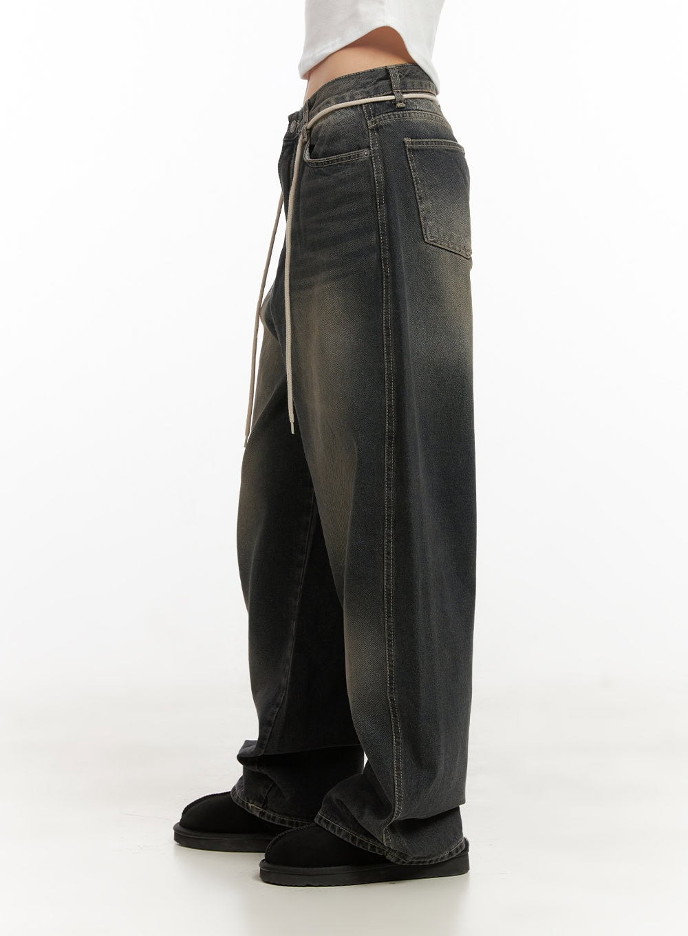 Matilda Washed Denim String Baggy Jeans CD410