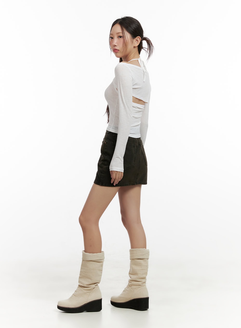 Dark Washed Denim Mini Skirt CL431