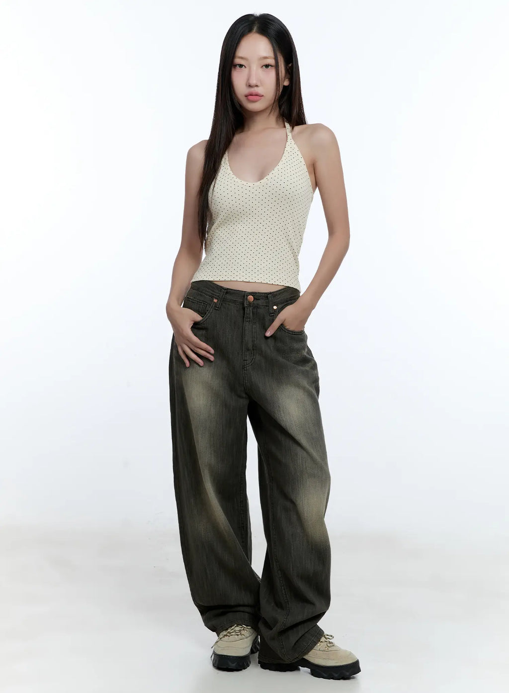 Polka Dot Halter Neck Cami Top CU527