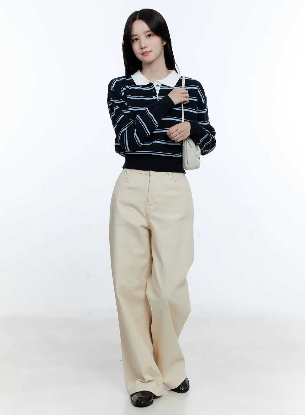 Striped Collared Long Sleeve Top CG513