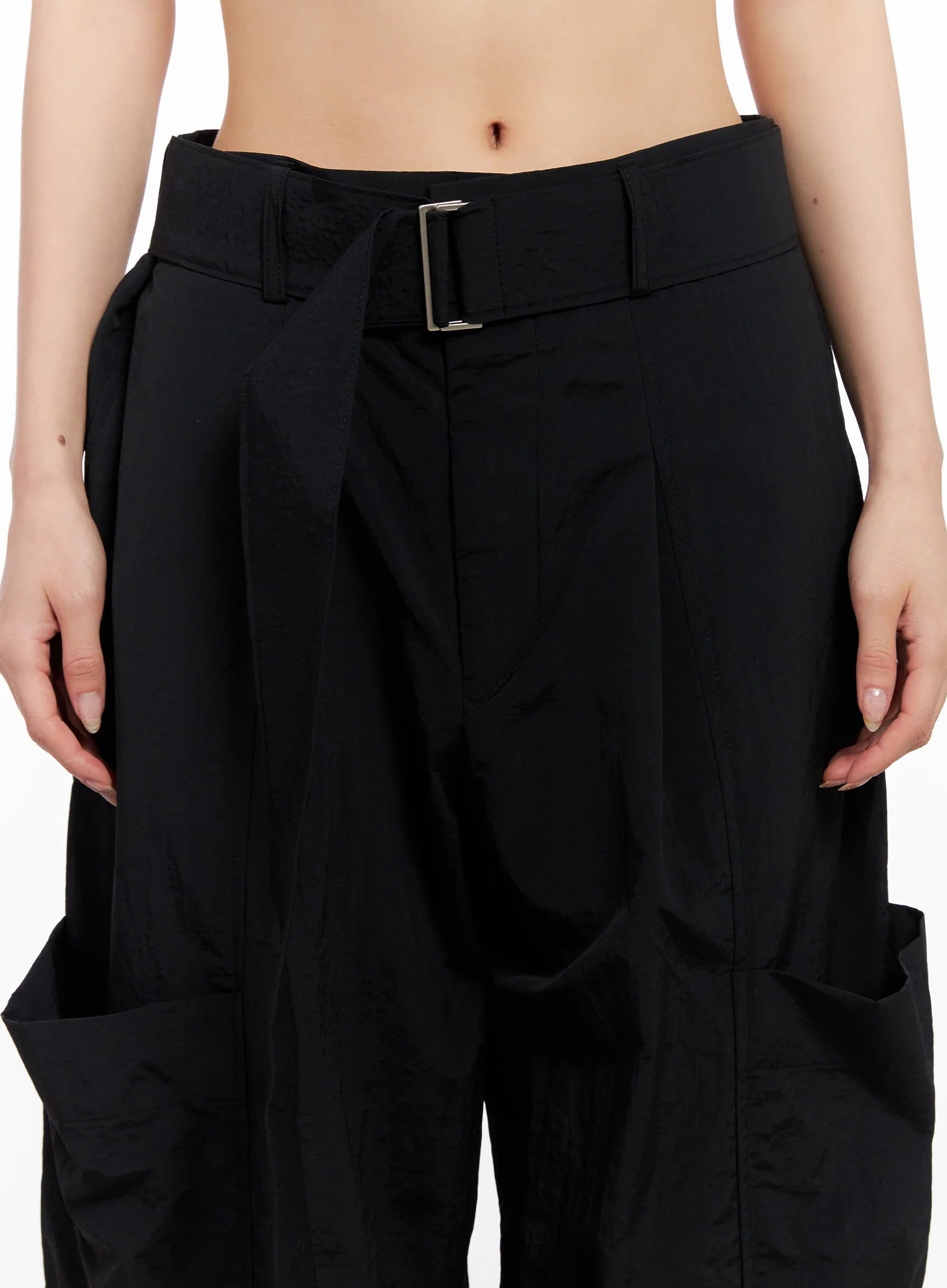 Belted Wide-Leg Utility Cargo Pants IG508