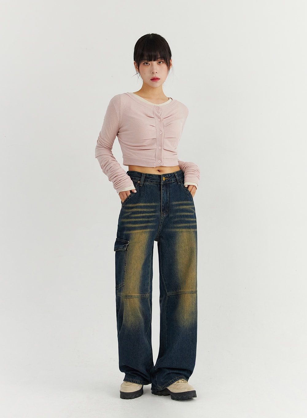 Ruched Button Down Cardigan CO319