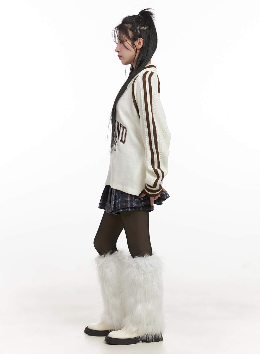 Checkered Winter Pleated Mini Skirt CJ516