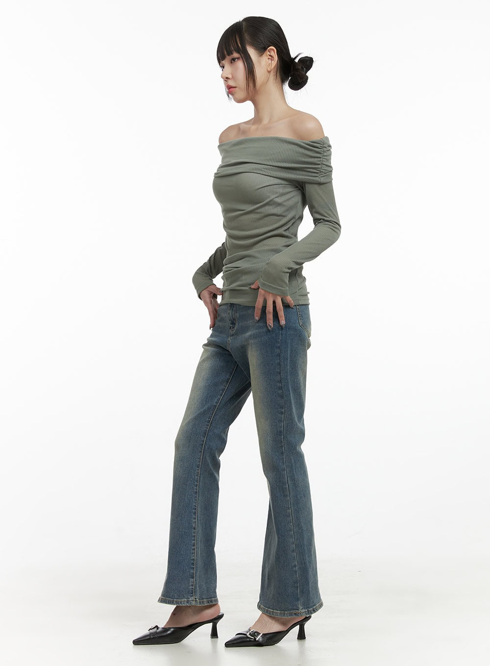 Skye Washed Long Bootcut Jeans OO401