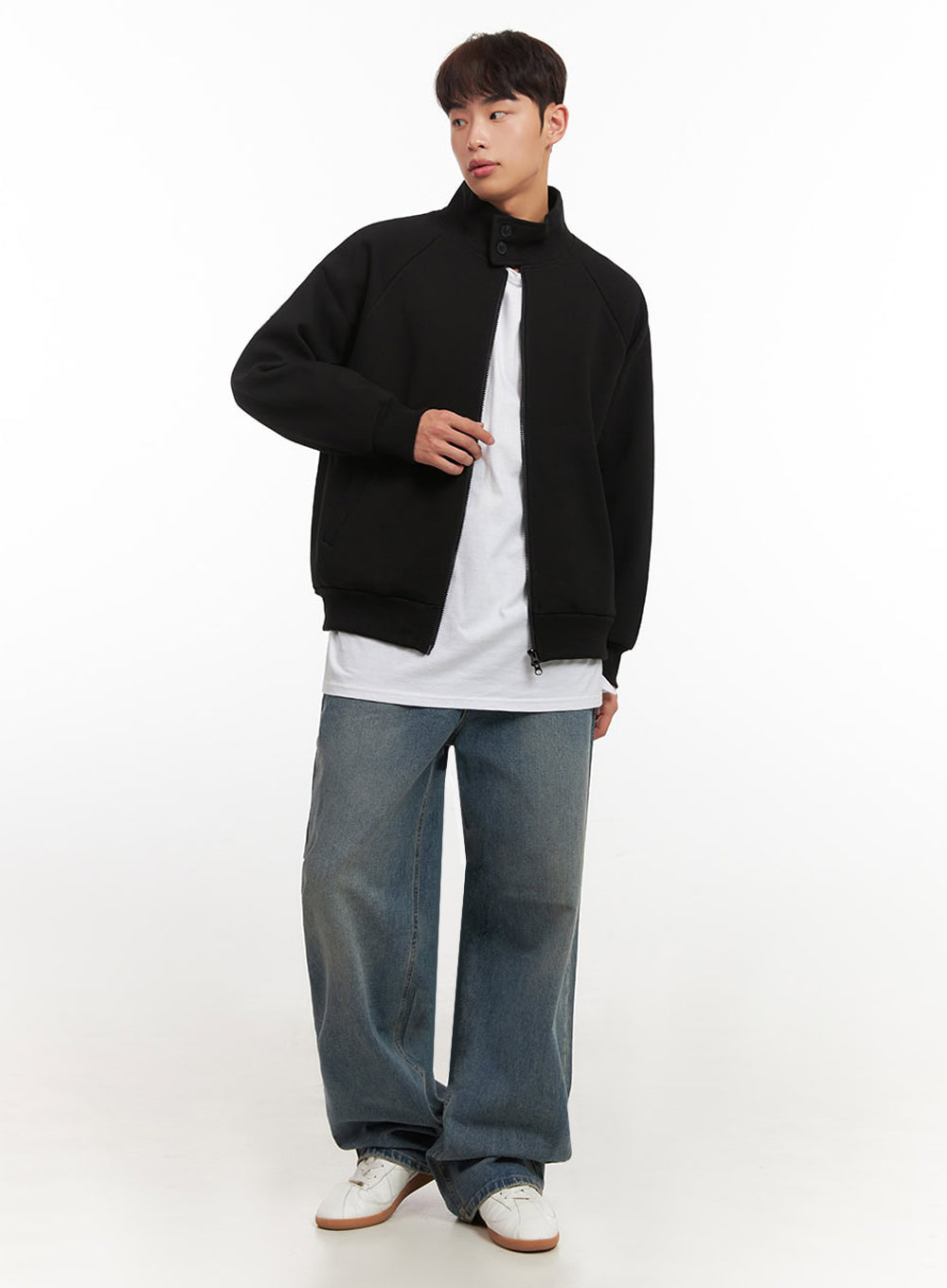 Men's Washed Wide-Leg Jeans IF517