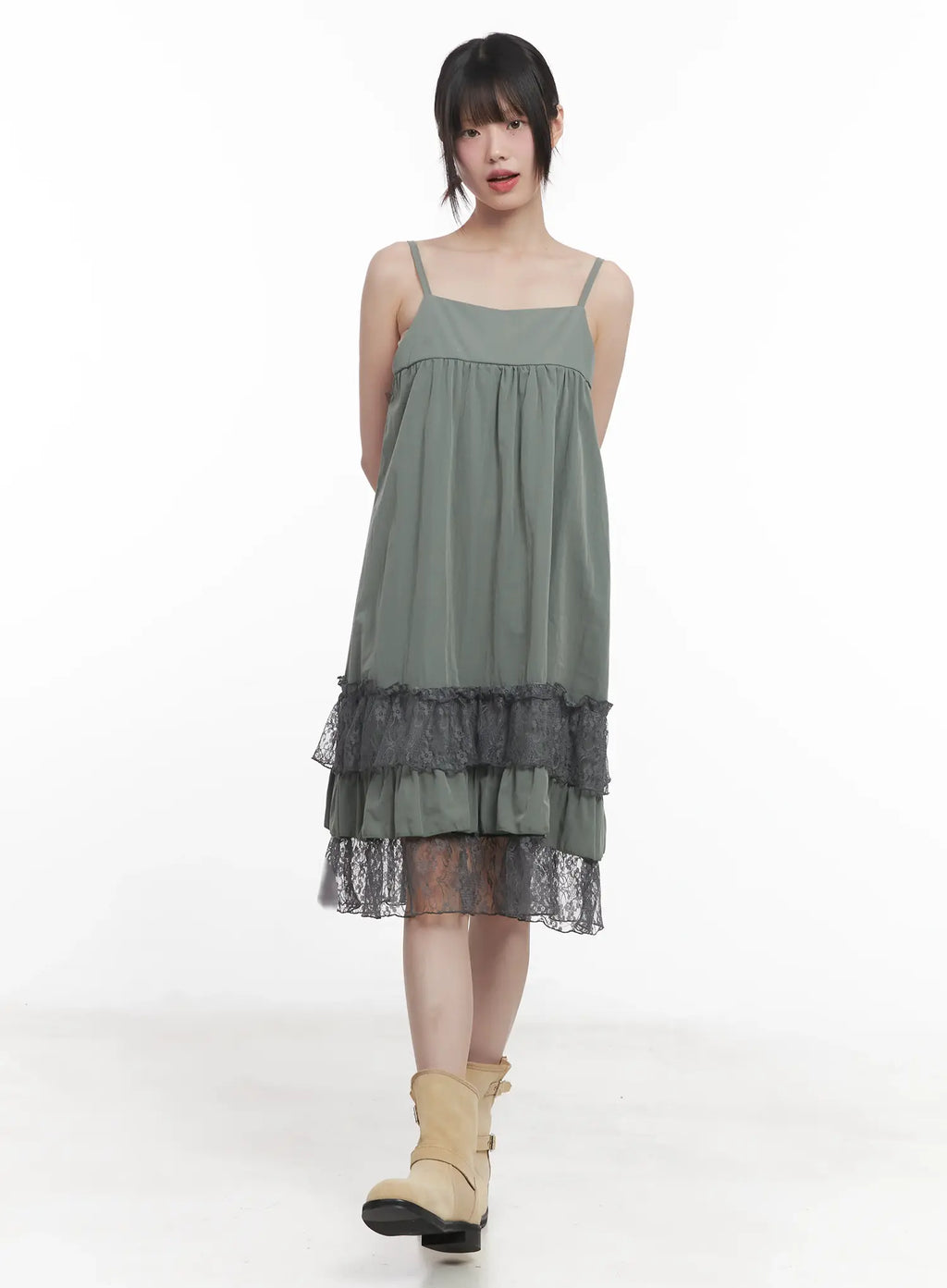 Lace-Trim Cami Maxi Dress CU518