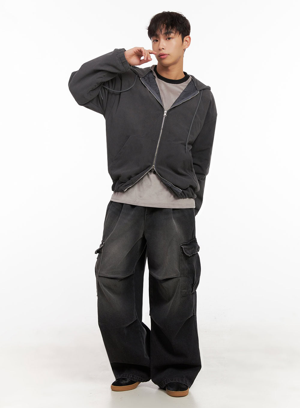 Men's Wide-Fit Denim Cargo Jeans ID427