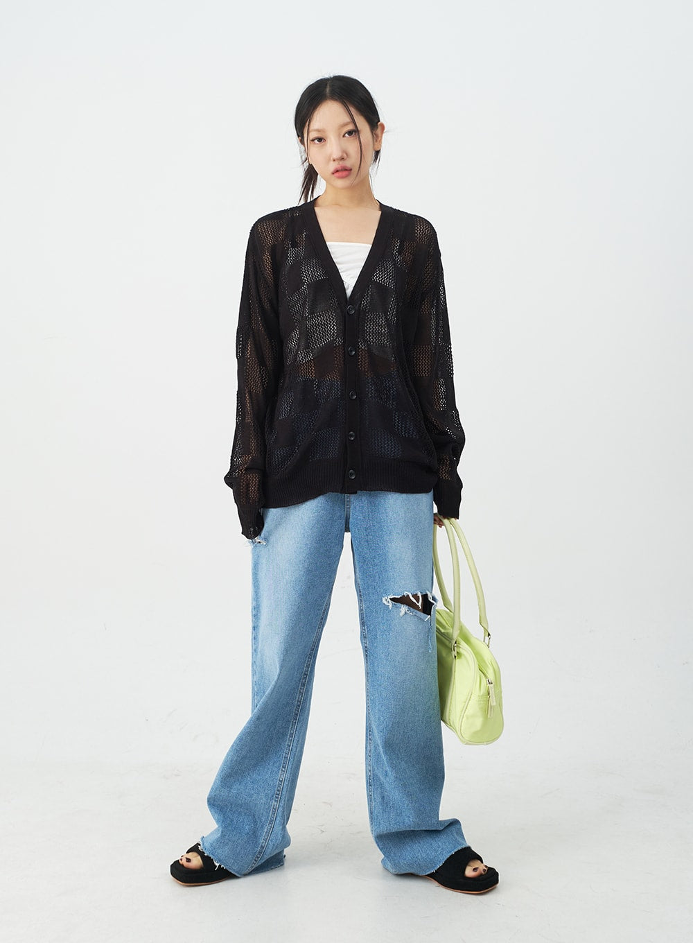 Checkered Oversized Cardigan CJ09