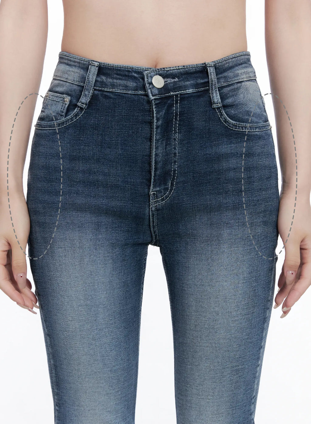 Ju Flare Hip Pad Washed Jeans CG529