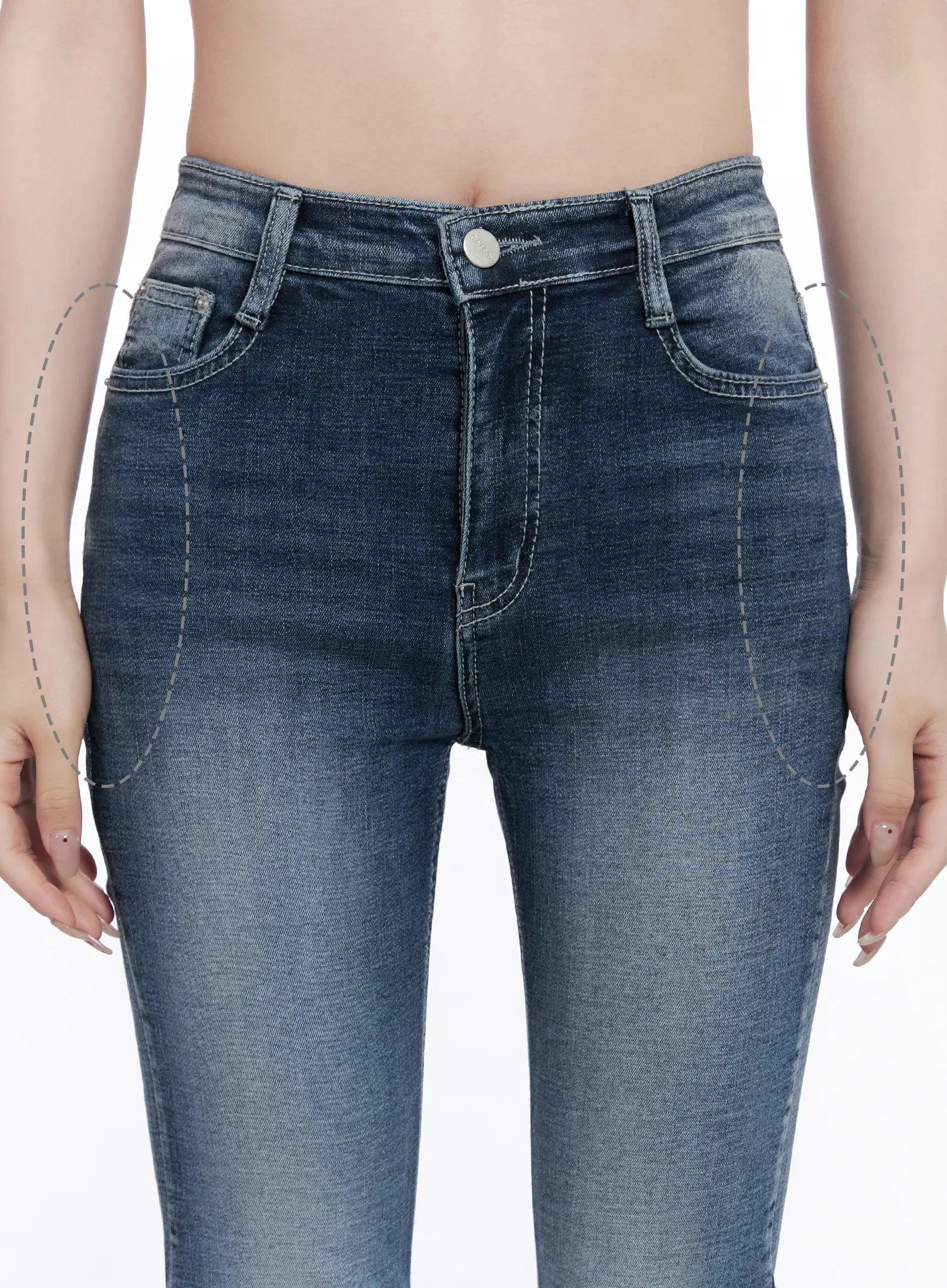 Ju Flare Hip Pad Washed Jeans CG529