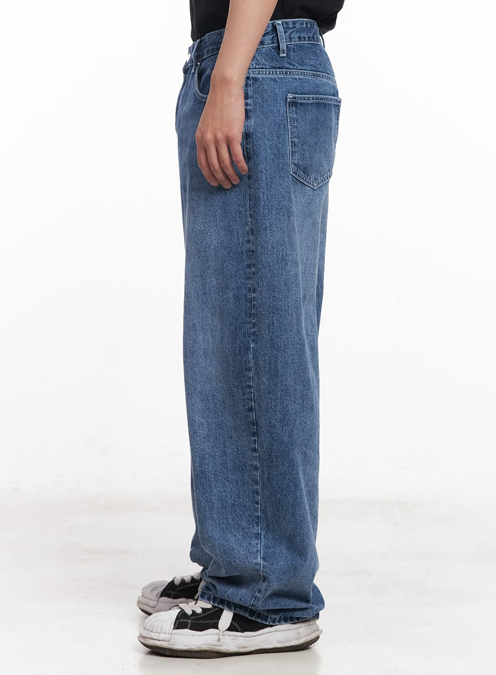 Men's Dark Washed Wide-Leg Jeans (Blue) IY520