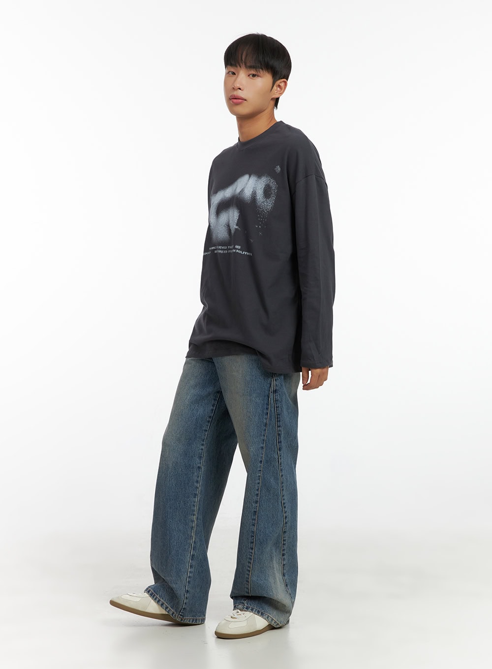 Men's Long Sleeve Casual Graphic Cotton Tee CO408