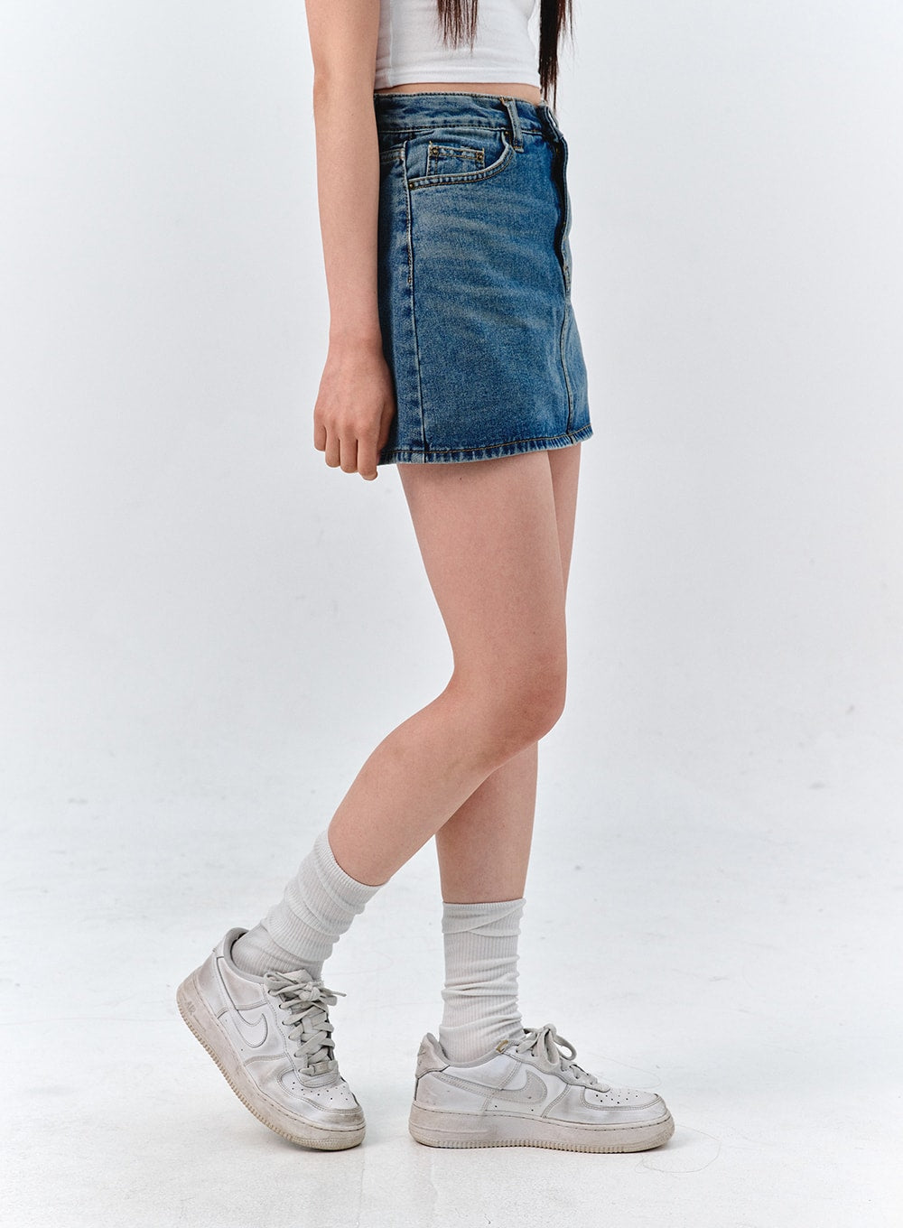 Washed Denim Mini Skirt OO316