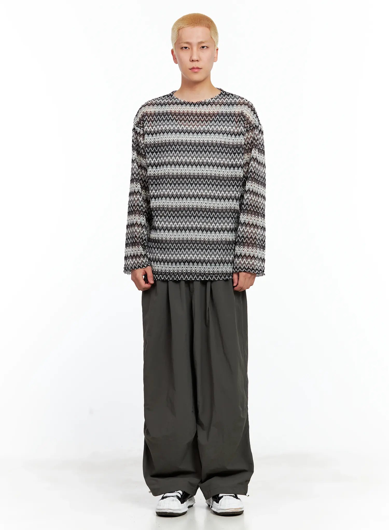 Men's Grunge Mesh Long-Sleeve Tee IL511