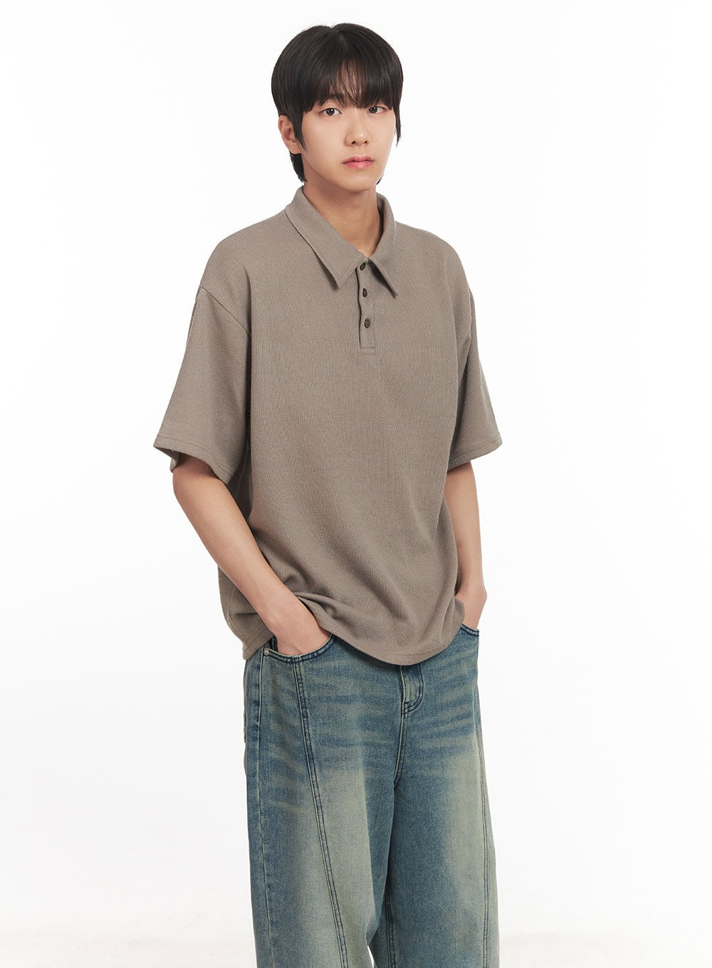 Men's Collared Knitted T-Shirt IA511