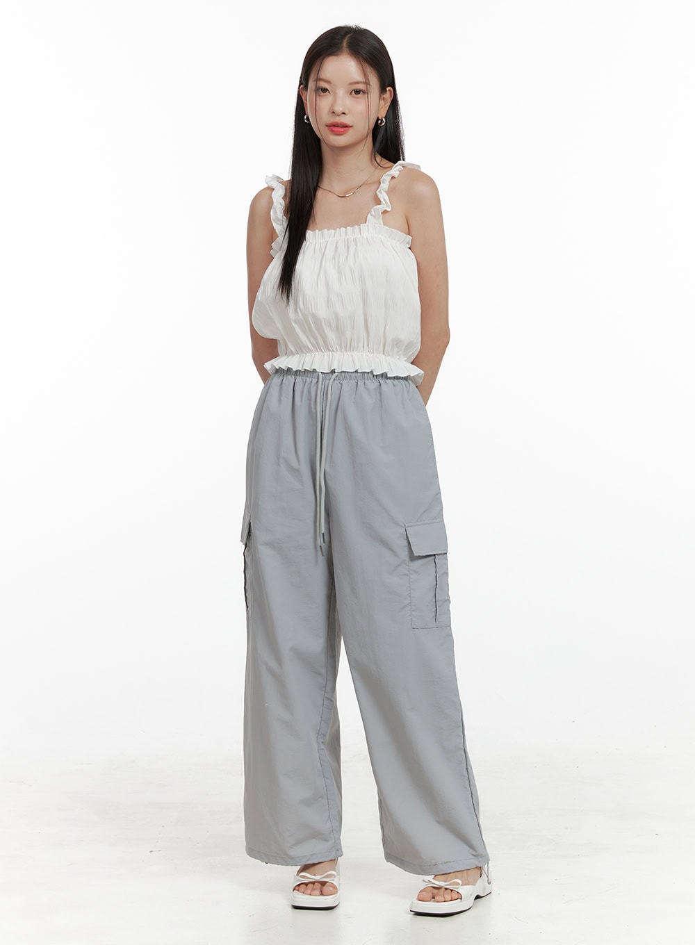 Nylon Cargo Pocket String Pants OL411