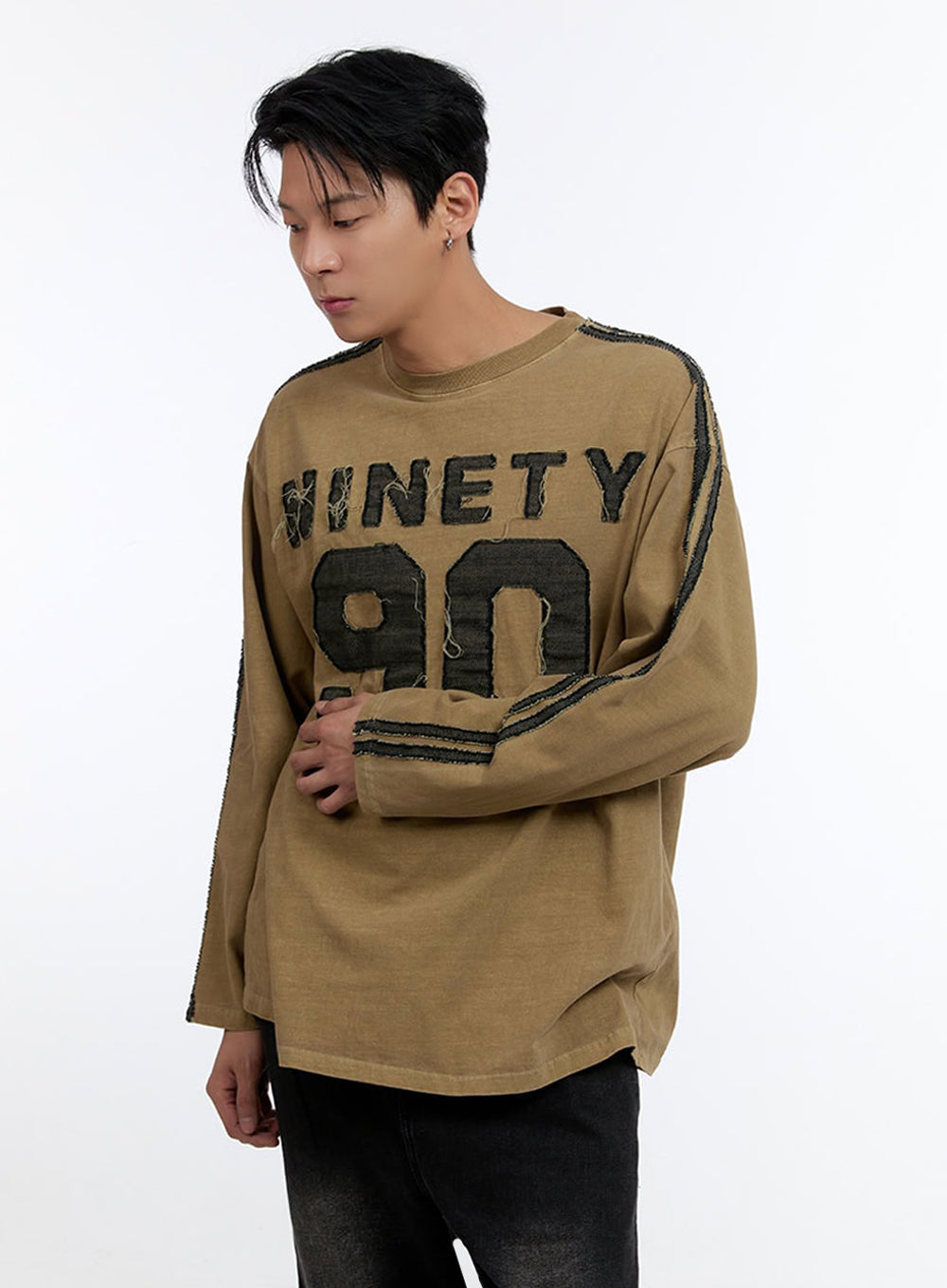 Men's Patchwork Round Neck Long Sleeve Shirt IO428