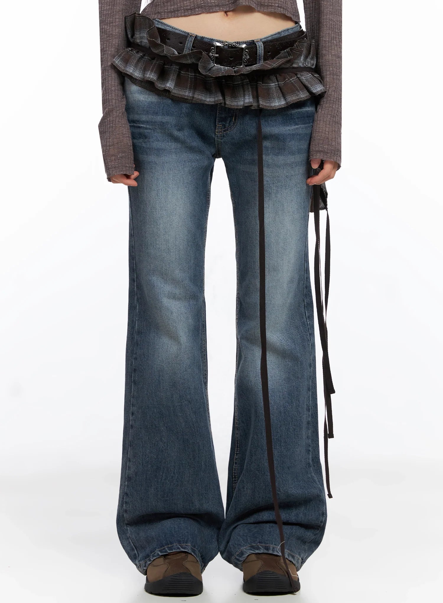 Plaid Layered Wrap Mini Skirt CO516