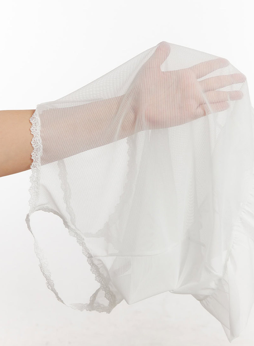 Sheer Frill-Trim Lace Cami Top IA524