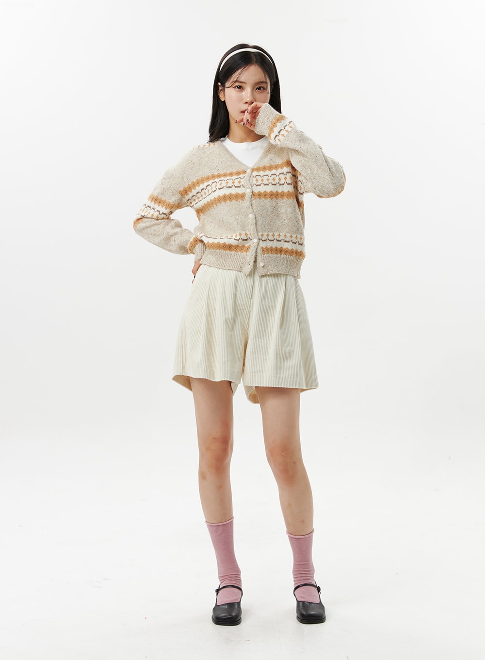 Jacquard Knit Button Cardigan OO312