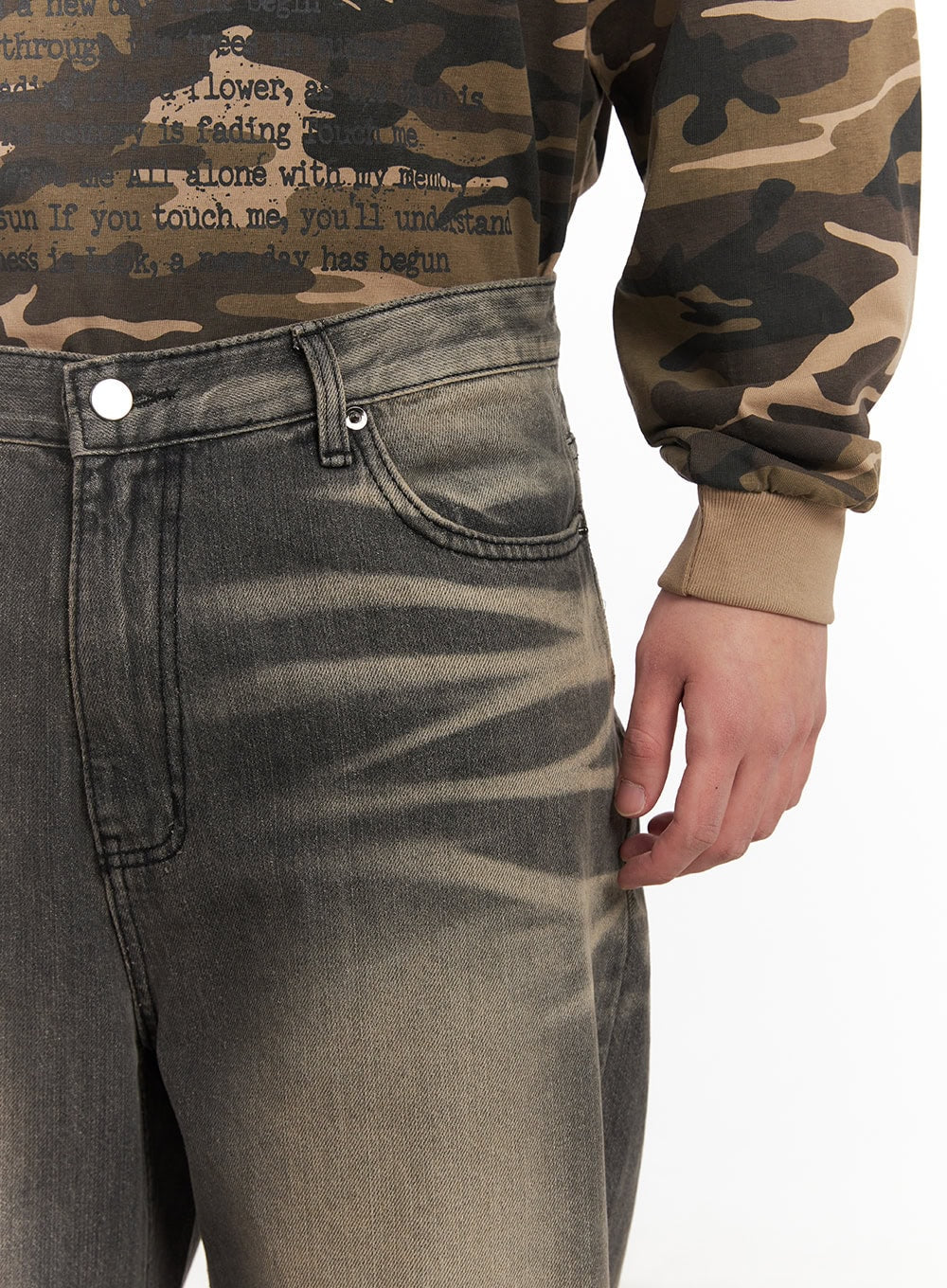 Men's Vintage Washed Wide-Leg Jeans IM514