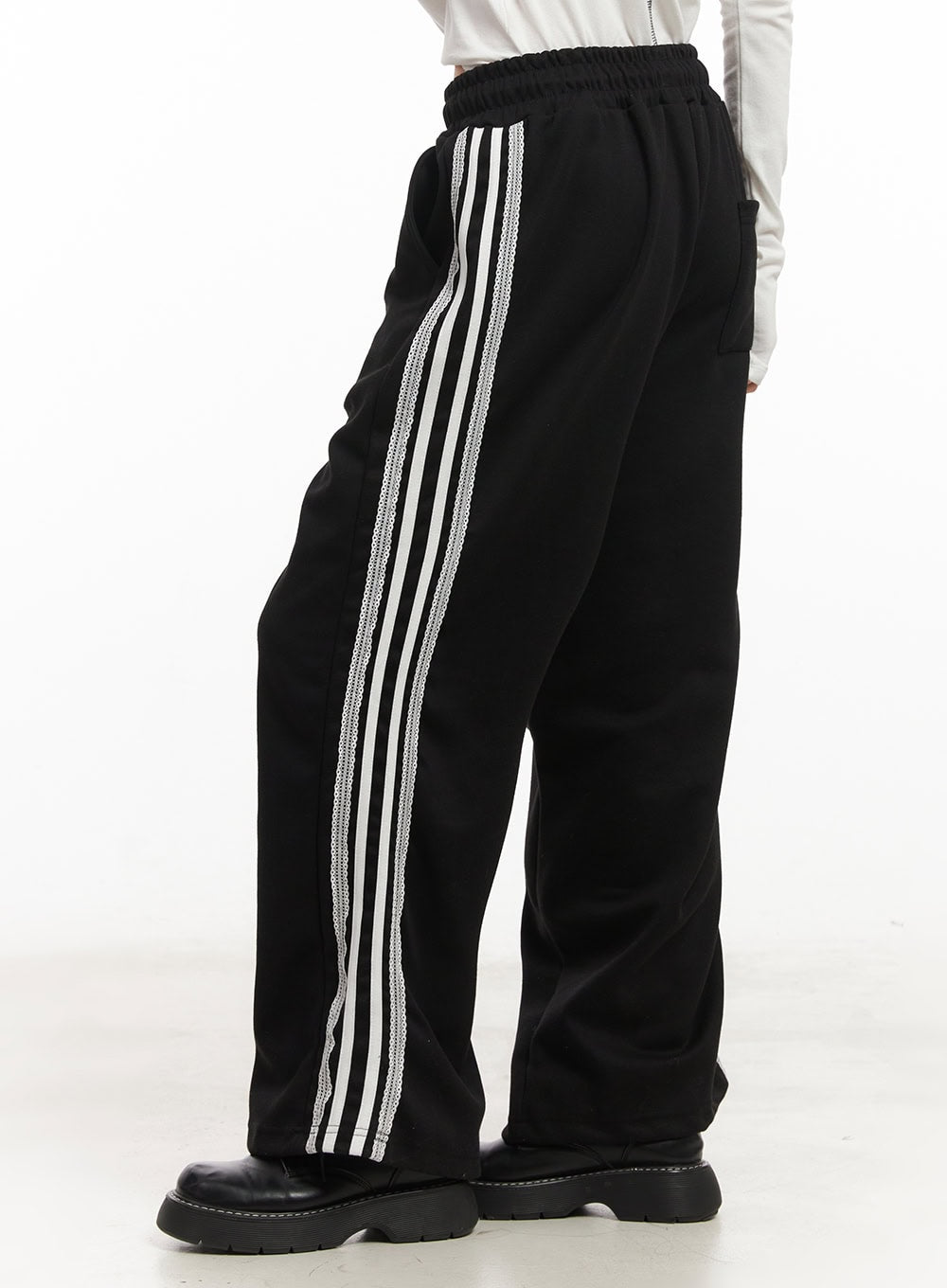 Lace Trim Striped Sweatpants CM504