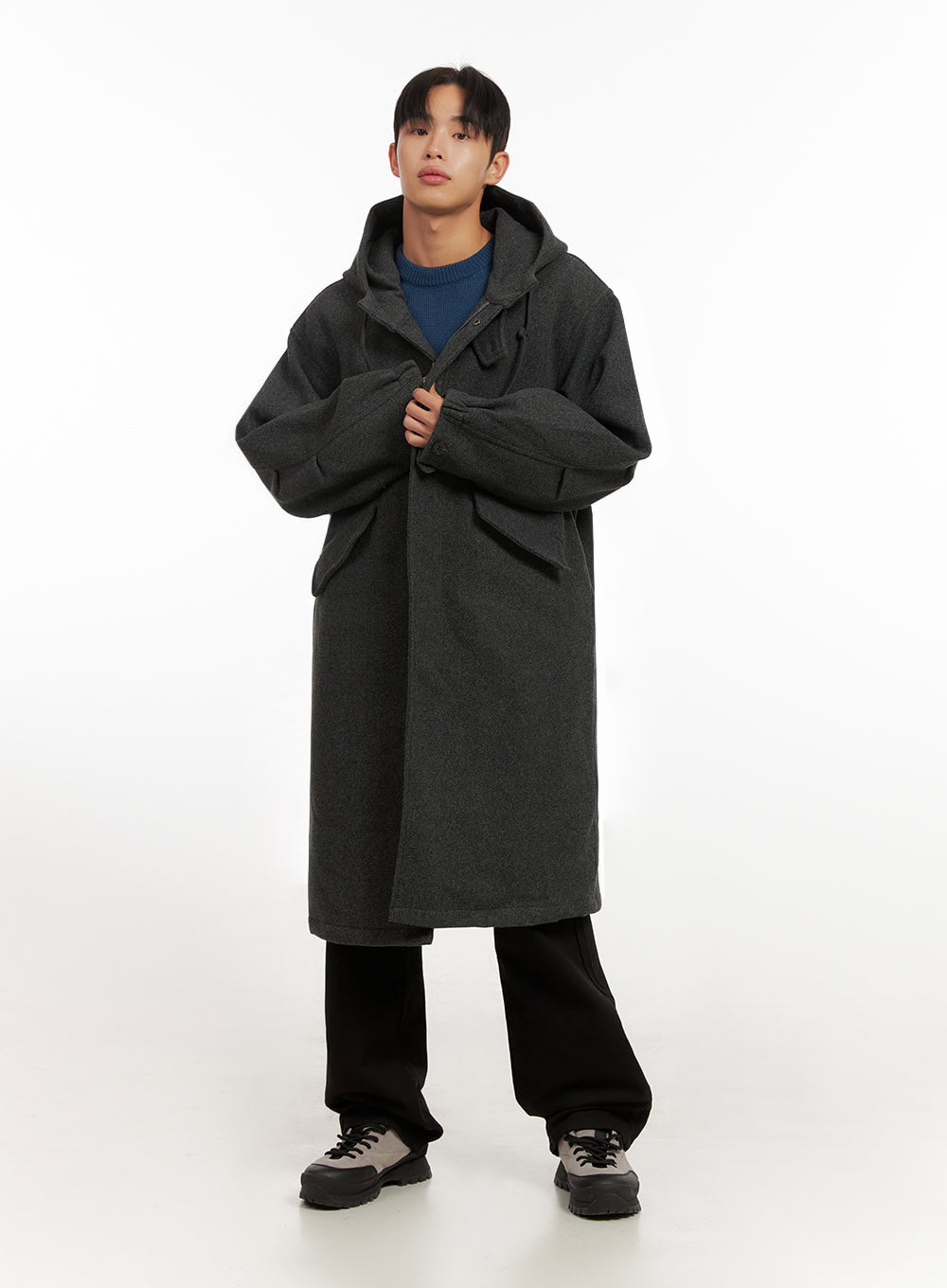 Men's Warm Wool Zip-Up Hooded Coat ID413