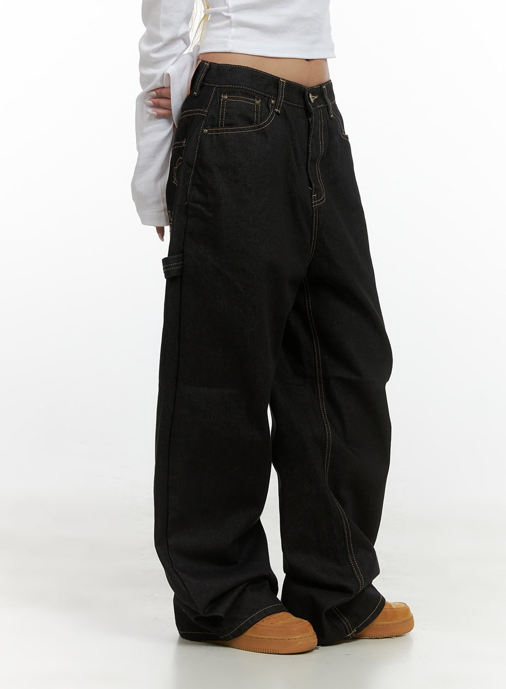 Mara Relaxed Fit Pocketed Cotton Wide Leg Jeans CS426