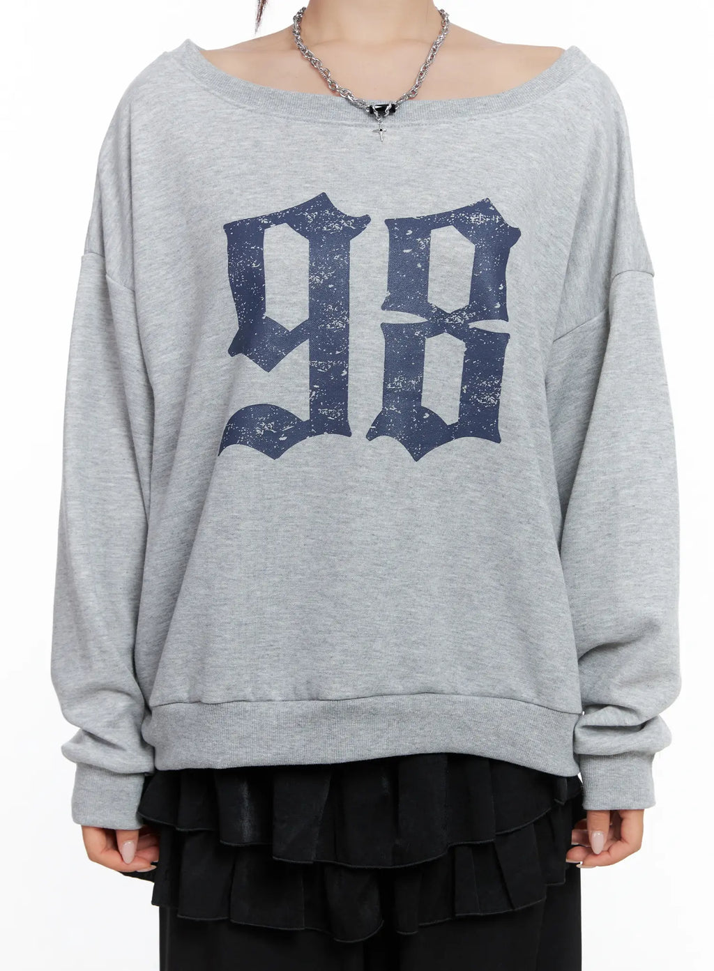 98 Graphic Off-Shoulder Sweatshirt CS502